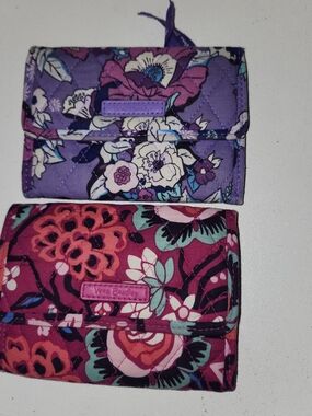 Vera Bradley Floral Quilted Wallets - Purple & Magenta (Pink Missing Snap Button
